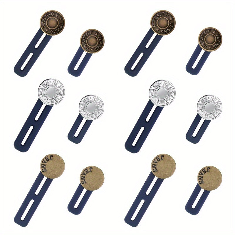 12pcs Waist Extension Buttons for Jeans & Pants, Adjustable Fit Easy to Use