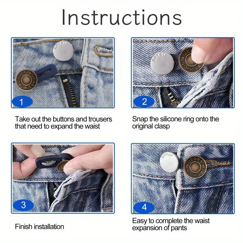 12pcs Waist Extension Buttons for Jeans & Pants, Adjustable Fit Easy to Use