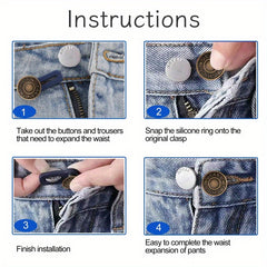 12pcs Waist Extension Buttons for Jeans & Pants, Adjustable Fit Easy to Use