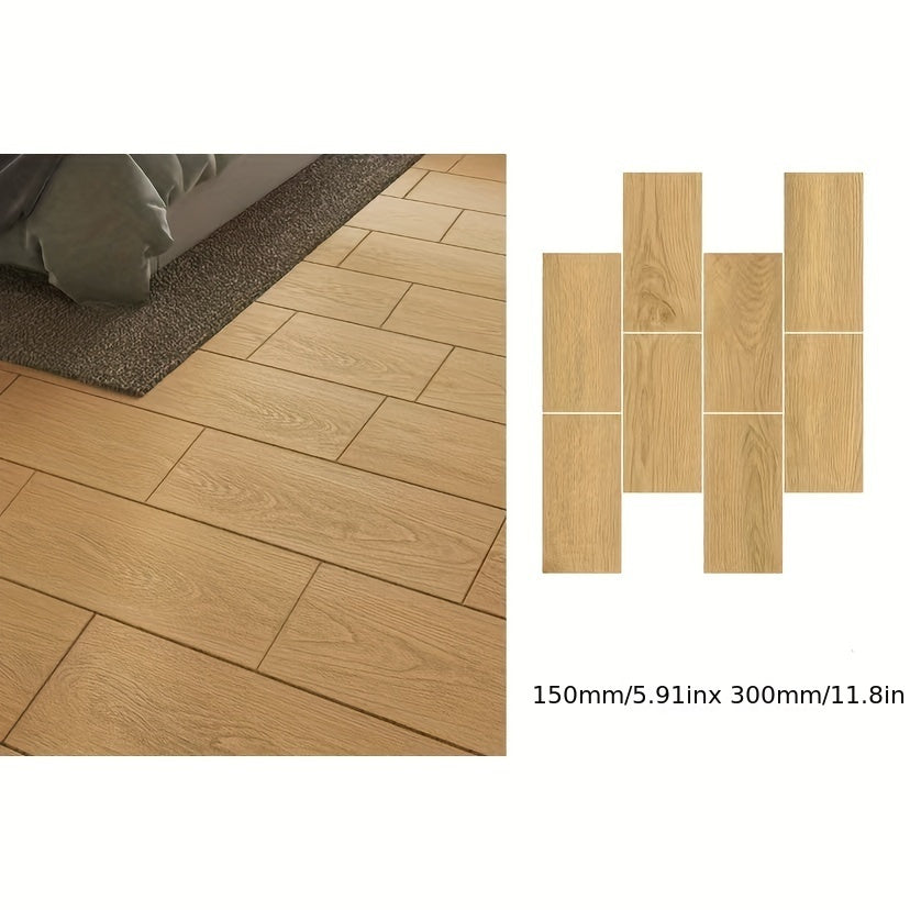8pcs Wood PVC Floor Tile Peel And Stick Classic Wood Grain Self Adhesive