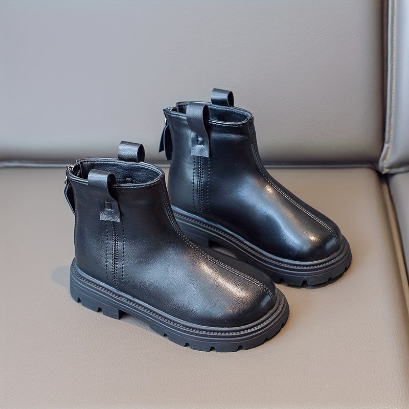 Boys Solid Non Slip Zipper Boots for Indoor Outdoor Travel