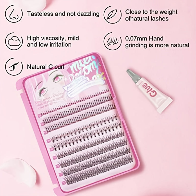 Individual Eyelashes Mixed 4 Types w/ Glue 296pcs