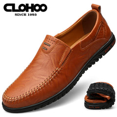 CLOHOO Customizable Leather Loafer Shoes Soft Sole Casual Slip On Flat Shoes
