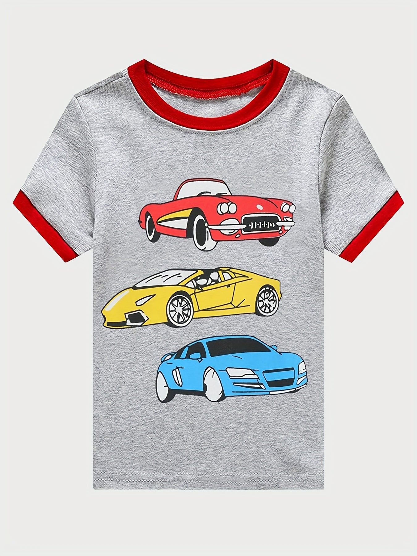 Boys Car Print Pajamas Set Short Sleeves Bottoms