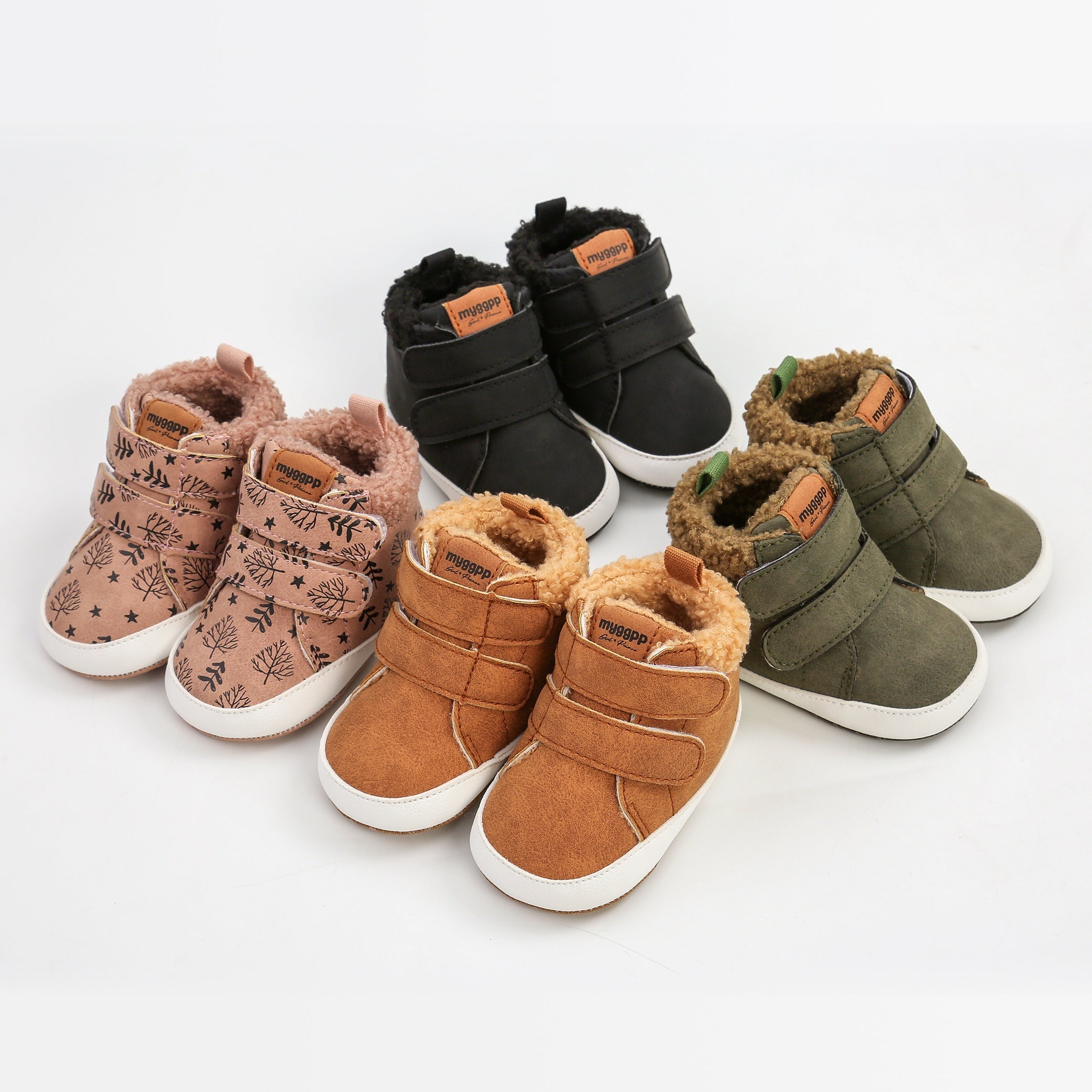Cozy Hook and Loop Baby Boys Boots - Soft & Warm Fleece Lined Winter Shoes