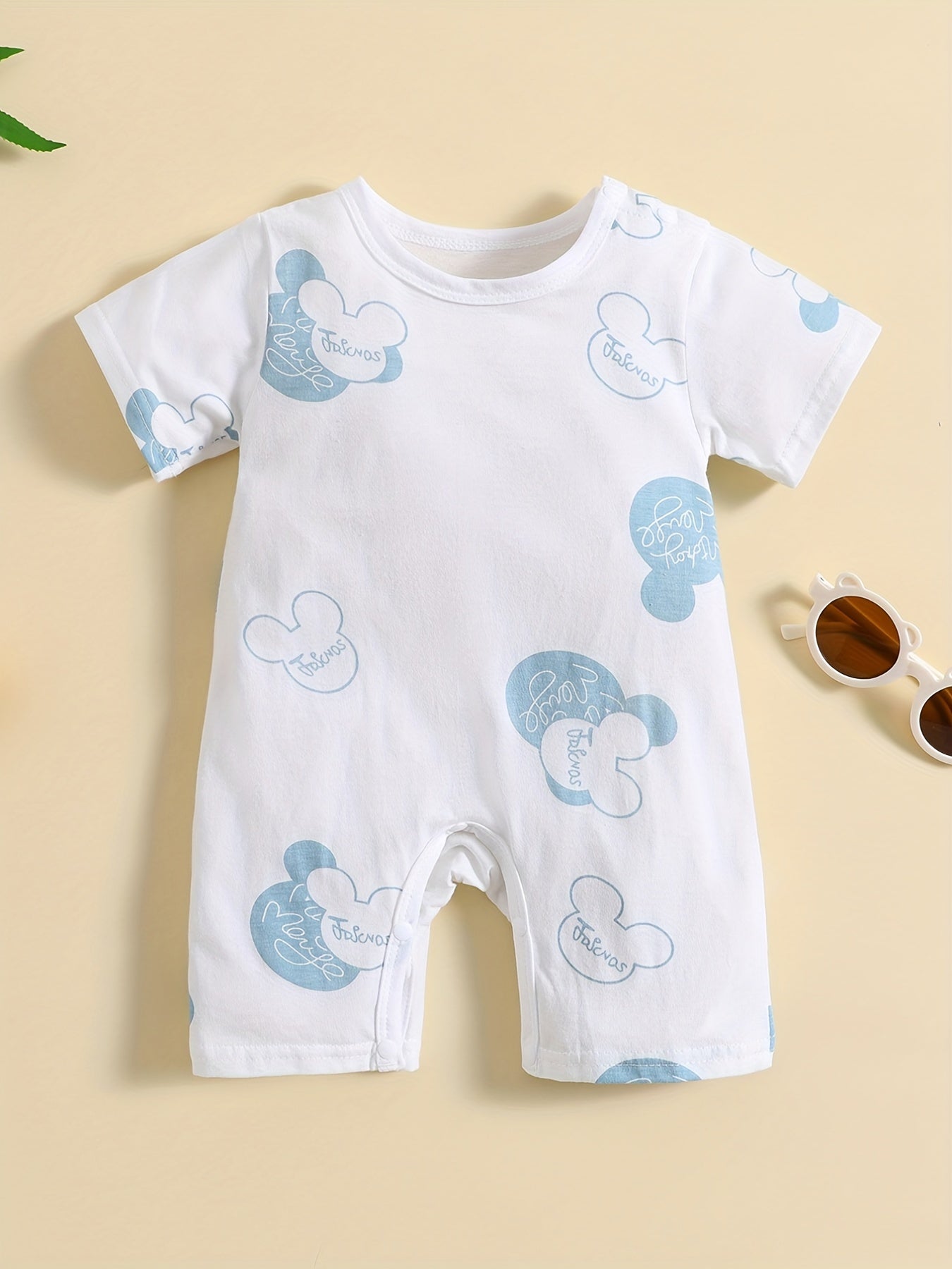 Baby Boy's Dinosaur Print Romper Short Sleeve Jumpsuit