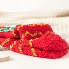5 Pairs Christmas Pattern Socks Comfy & Fuzzy Crew Socks Women's Stockings