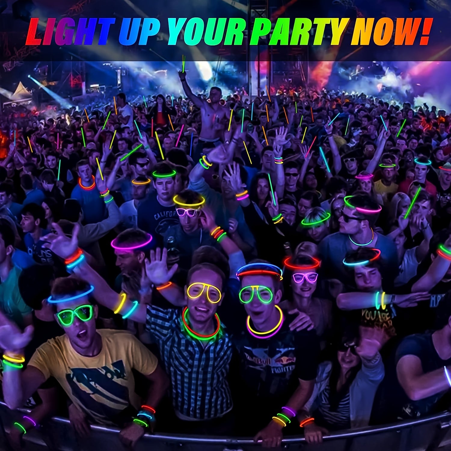 50pcs Glow Sticks Party Favors 7 Colors & Connectors for Necklace Balls Glasses