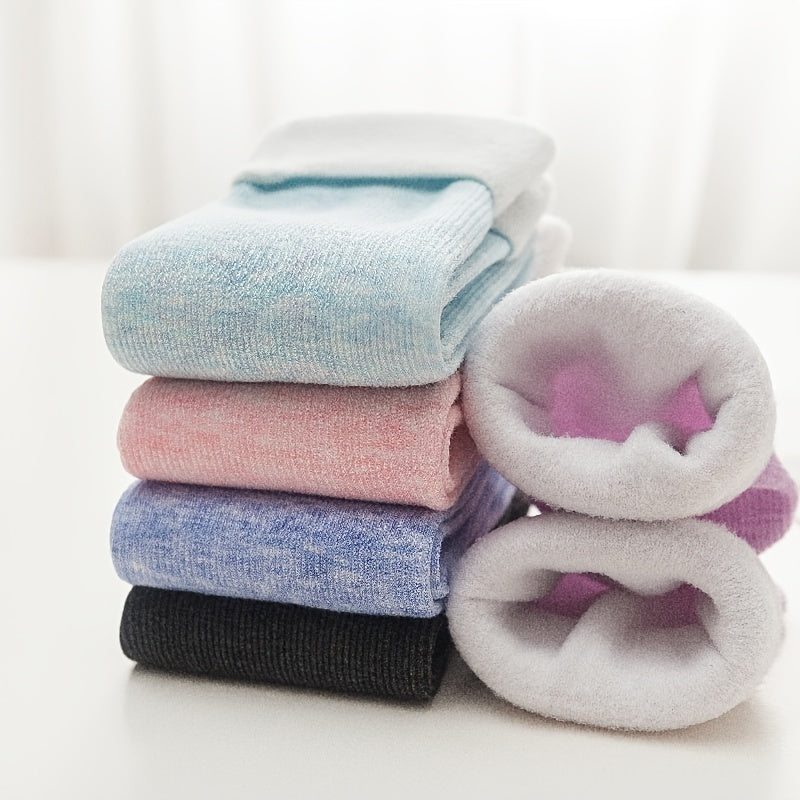 6 Pairs Plush Lined Mid Tube Socks Women's Stockings