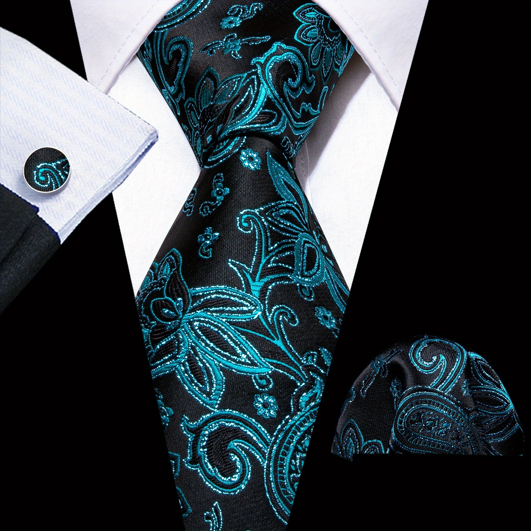 Barry Wang Paisley Jacquard Tie Set