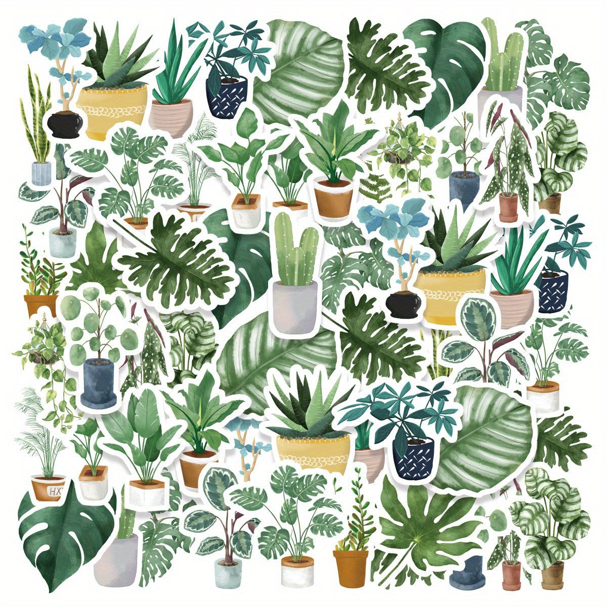 46pcs Tropical Green Plant Stickers for Scrapbooks Laptops Phones