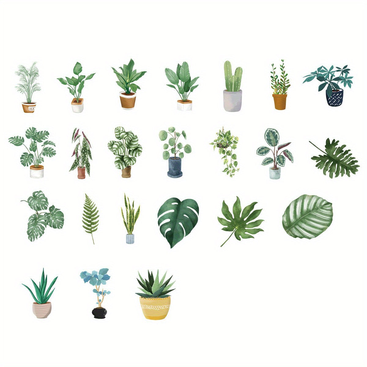 46pcs Tropical Green Plant Stickers for Scrapbooks Laptops Phones