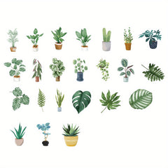 46pcs Tropical Green Plant Stickers for Scrapbooks Laptops Phones
