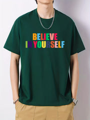 Men's Cotton Graphic Crew Neck Active T shirt Casual Comfy Tees