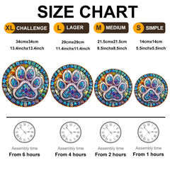 Colorful Paw Print Wooden Jigsaw Puzzle Animal Shapes Stained Glass Style