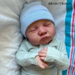 19inch Silicone Asleep Reborn Doll w/ 3D Skin Veins & Soft Body Dress Up Toy