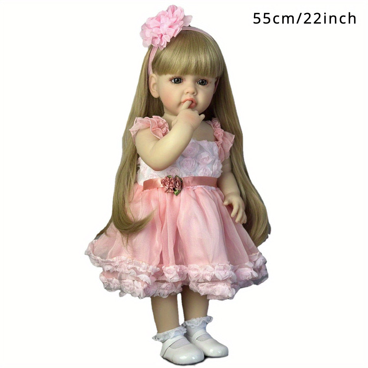 22in Reborn Baby Girl Full Body Vinyl Lifelike Princess Toddler Newborn Doll Beb