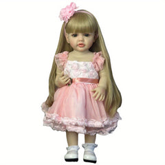 Princess Girl Reborn Doll with Pink Dress & Long Blonde Wig