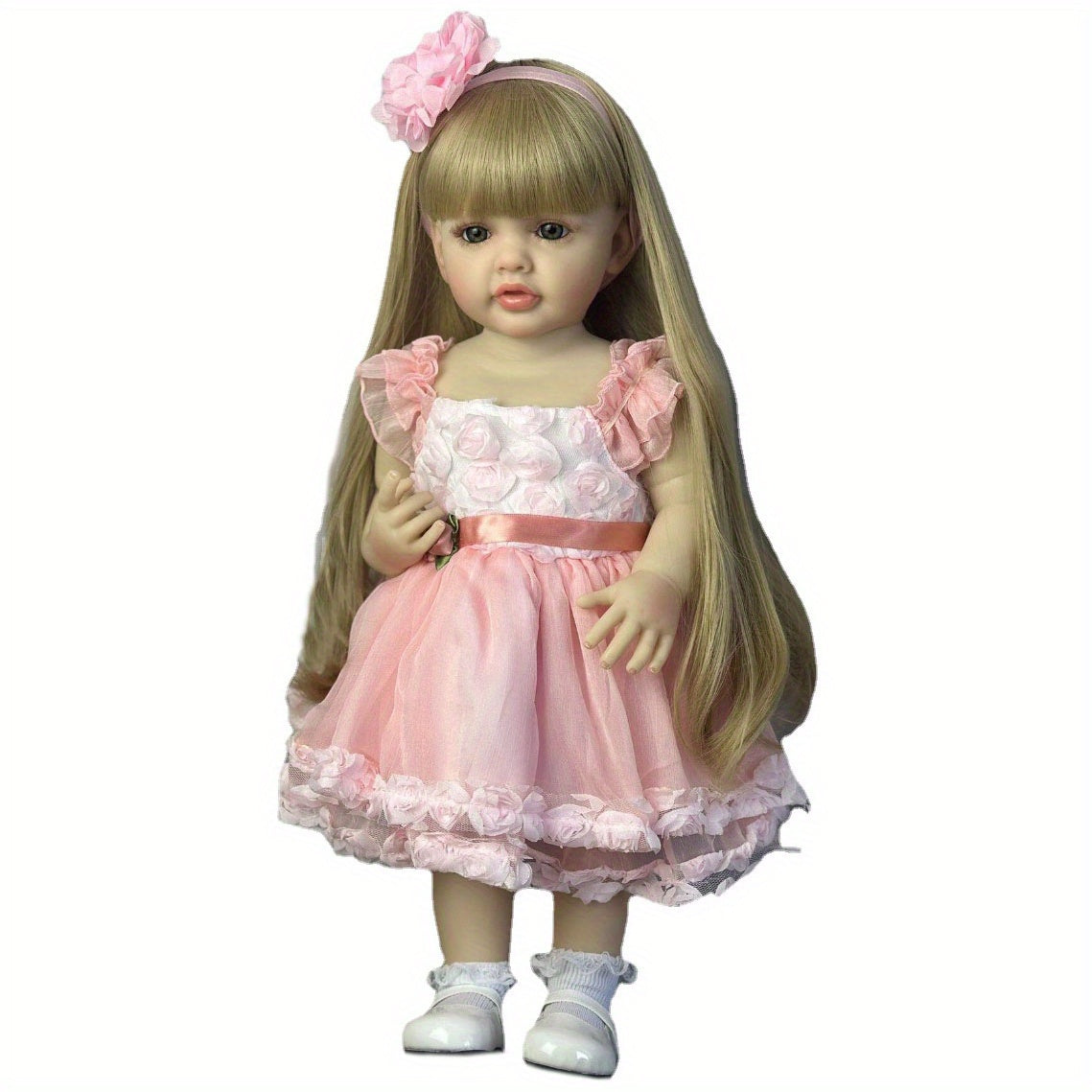 22in Reborn Baby Girl Full Body Vinyl Lifelike Princess Toddler Newborn Doll Beb