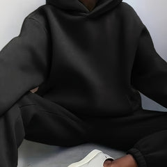 Women's Solid Hoodie & Joggers 2 Piece Set