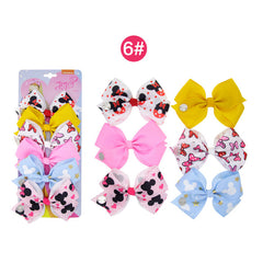 6pcs Girls Colorful Hair Bows Clips Hair Accessories