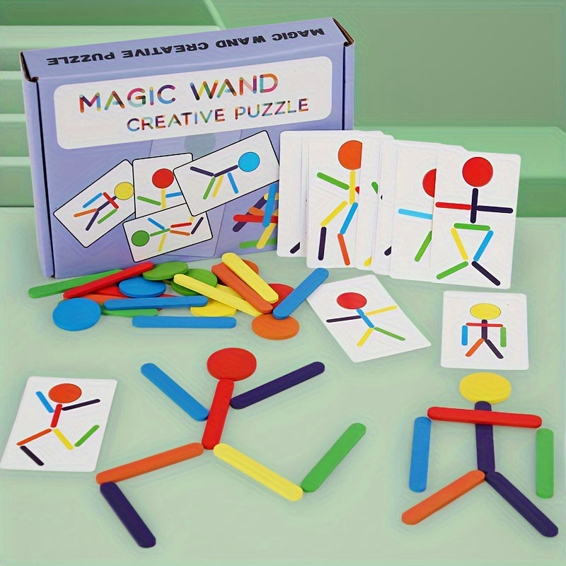 Colorful Wooden Puzzle Game for Brain Teasers & Education Play