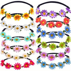 12pcs Multicolor Flower Garland Headbands for Wedding Party