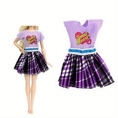 Rainbow Plush Doll Coat & Skirt Set - Fashionable Accessories for 30 Dolls