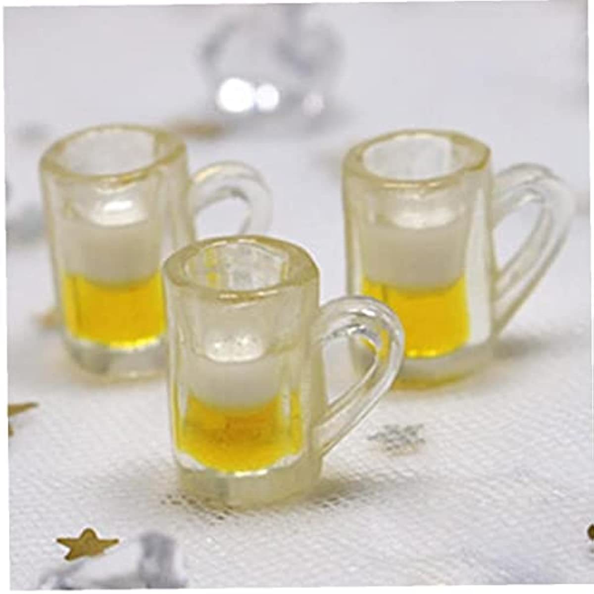 Mini Beer Cup Dollhouse Mugs Cups with Realistic Looking Beer - Yellow