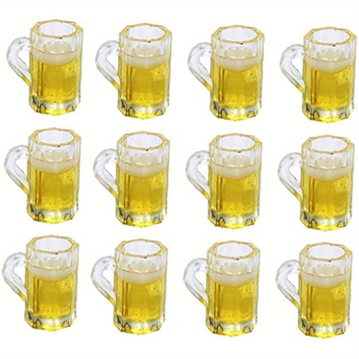 Mini Beer Cup Dollhouse Mugs Cups with Realistic Looking Beer - Yellow