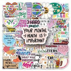 100pcs Psychological Health Stickers for Guitar Laptop Water Cup Book Luggage