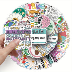 100pcs Psychological Health Stickers for Guitar Laptop Water Cup Book Luggage