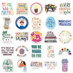 100pcs Psychological Health Stickers for Guitar Laptop Water Cup Book Luggage