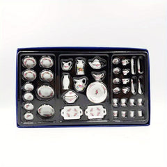 40pcs Chinese Style Ceramic Tea Set Dollhouse Decor Photo Prop Doll