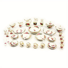 40pcs Chinese Style Ceramic Tea Set Dollhouse Decor Photo Prop Doll