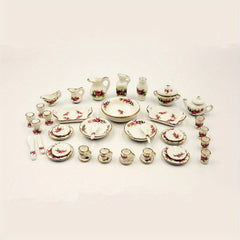 40pcs Chinese Style Ceramic Tea Set Dollhouse Decor Photo Prop Doll