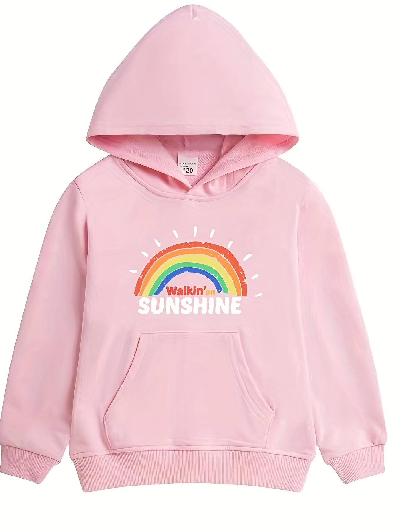 Sunshine Rainbow Graphic Girls' Casual Long Sleeve Hoodie Sweatshirt