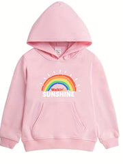 Sunshine Rainbow Graphic Girls' Casual Long Sleeve Hoodie Sweatshirt