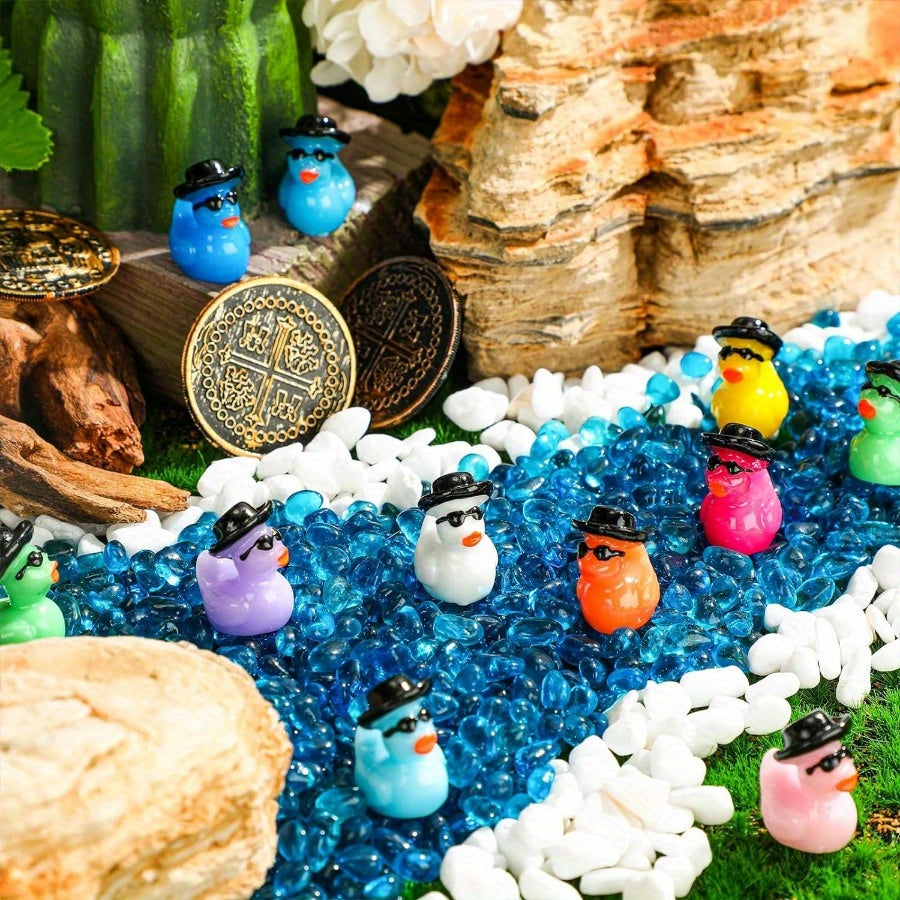 Resin Cowboy Ducks Glasses Figurines Bulk Pack for DIY Crafts