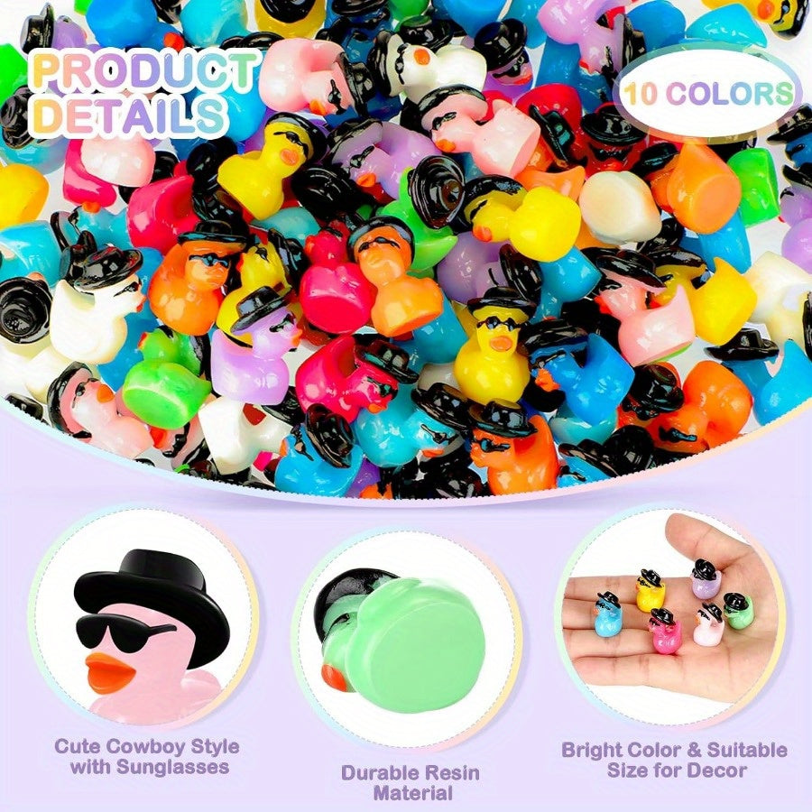 Resin Cowboy Ducks Glasses Figurines Bulk Pack for DIY Crafts