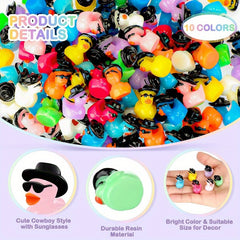 Resin Cowboy Ducks Glasses Figurines Bulk Pack for DIY Crafts