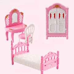 Pink Mini Playhouse Toy Simulated Kitchen Bathroom Living Room Bedroom