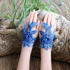 Ethnic Style Fingerless Gloves for Women with Handcrafted Embroidery