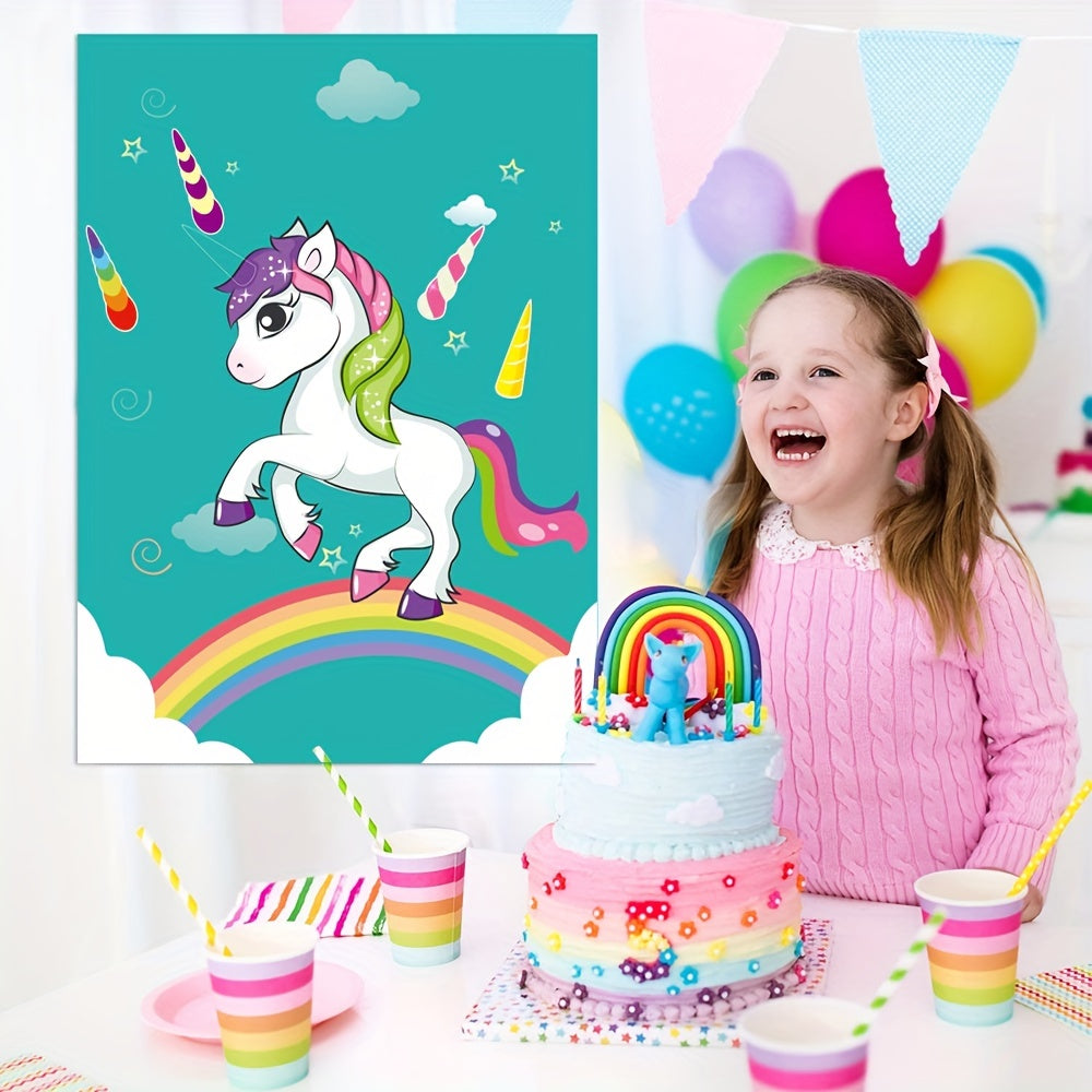 Corner Unicorn Party Game with 34pcs Unicorn Supplies - Wall Decor