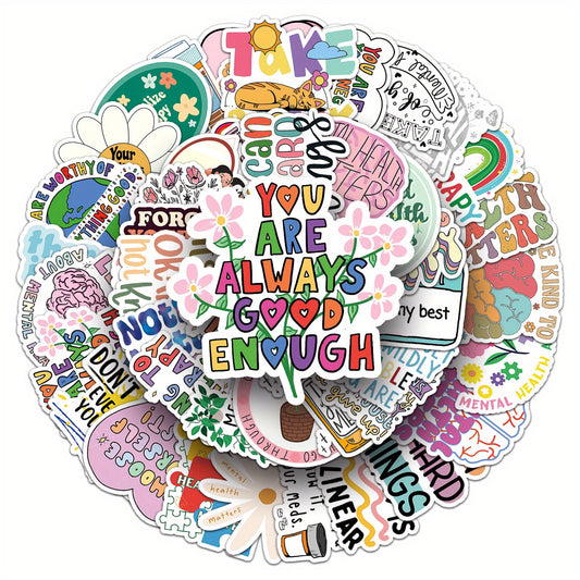 100pcs Mental Health Quotes Vinyl Stickers for Laptops Water Bottl