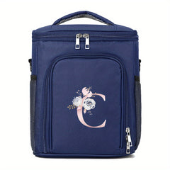 Navy Floral C Insulated Lunch Bag for Women