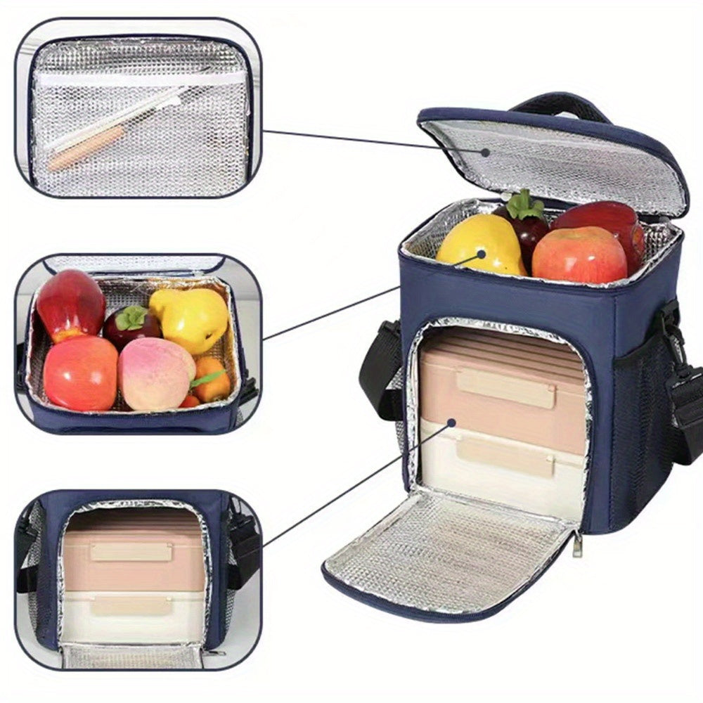 Navy Floral C Insulated Lunch Bag for Women