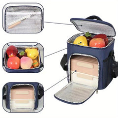 Navy Floral C Insulated Lunch Bag for Women