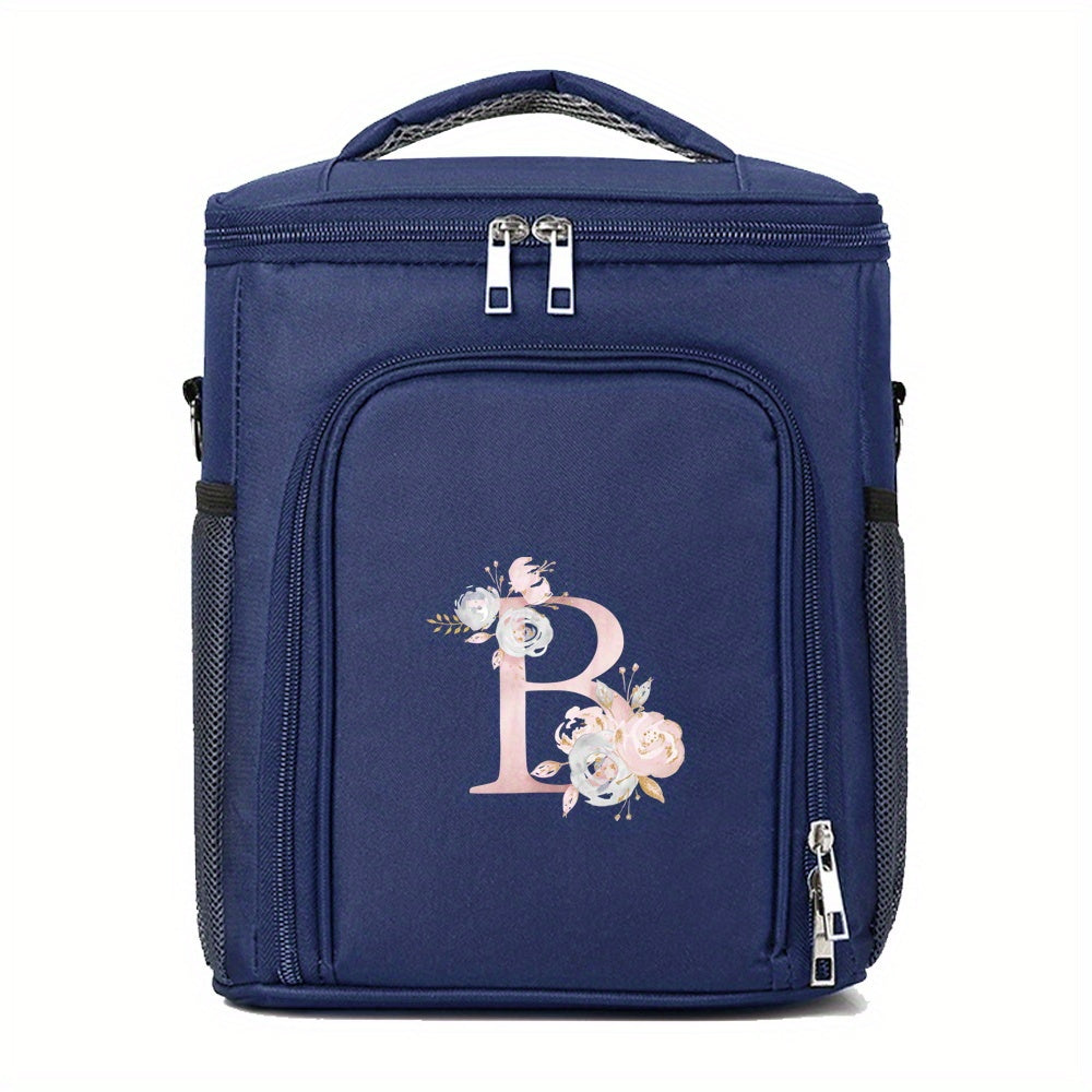 Navy Floral C Insulated Lunch Bag for Women