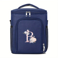 Navy Floral C Insulated Lunch Bag for Women